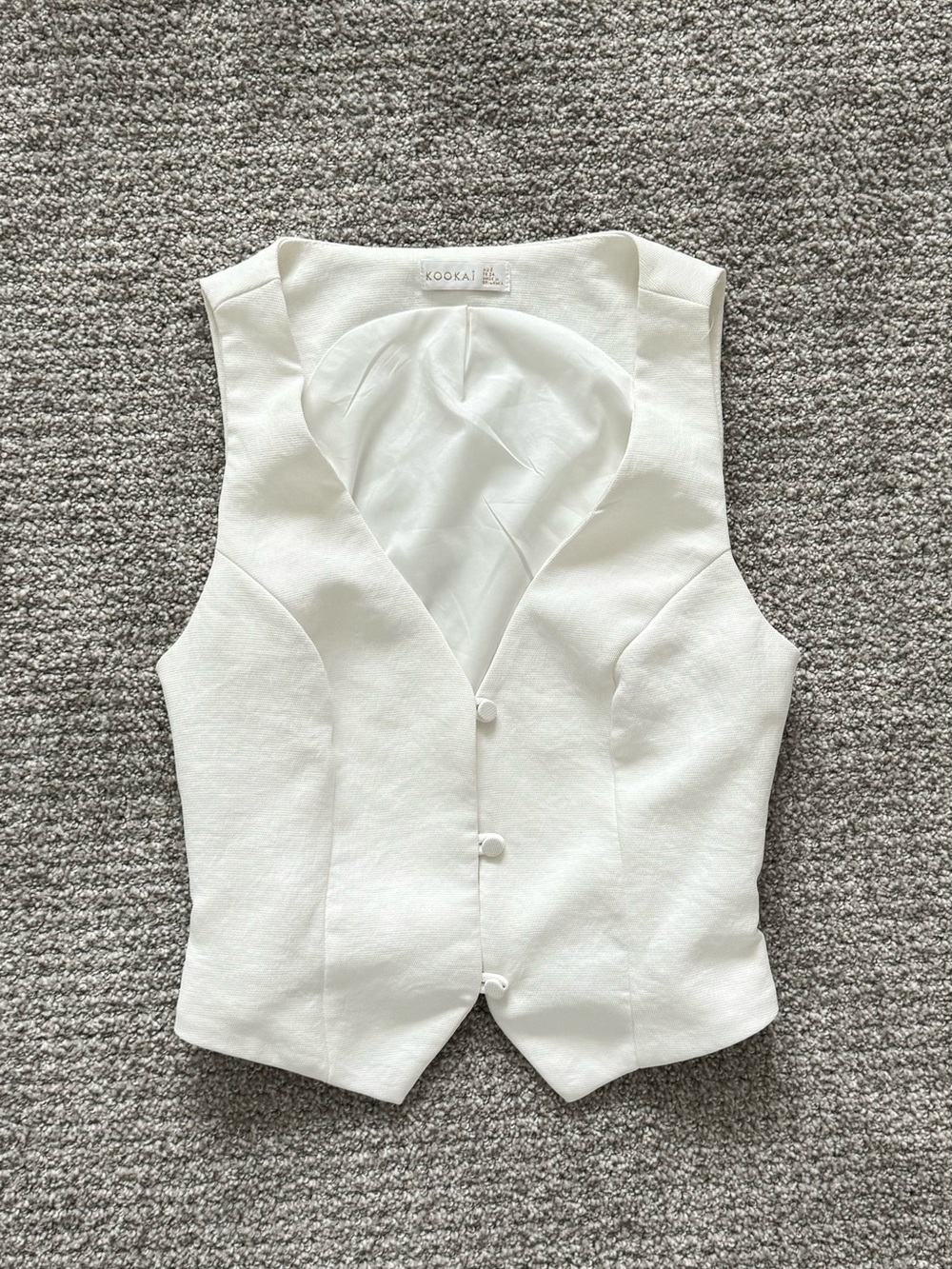 Kookai Button-Down Oyster Deep-V Tailored Vest Natural White size 34